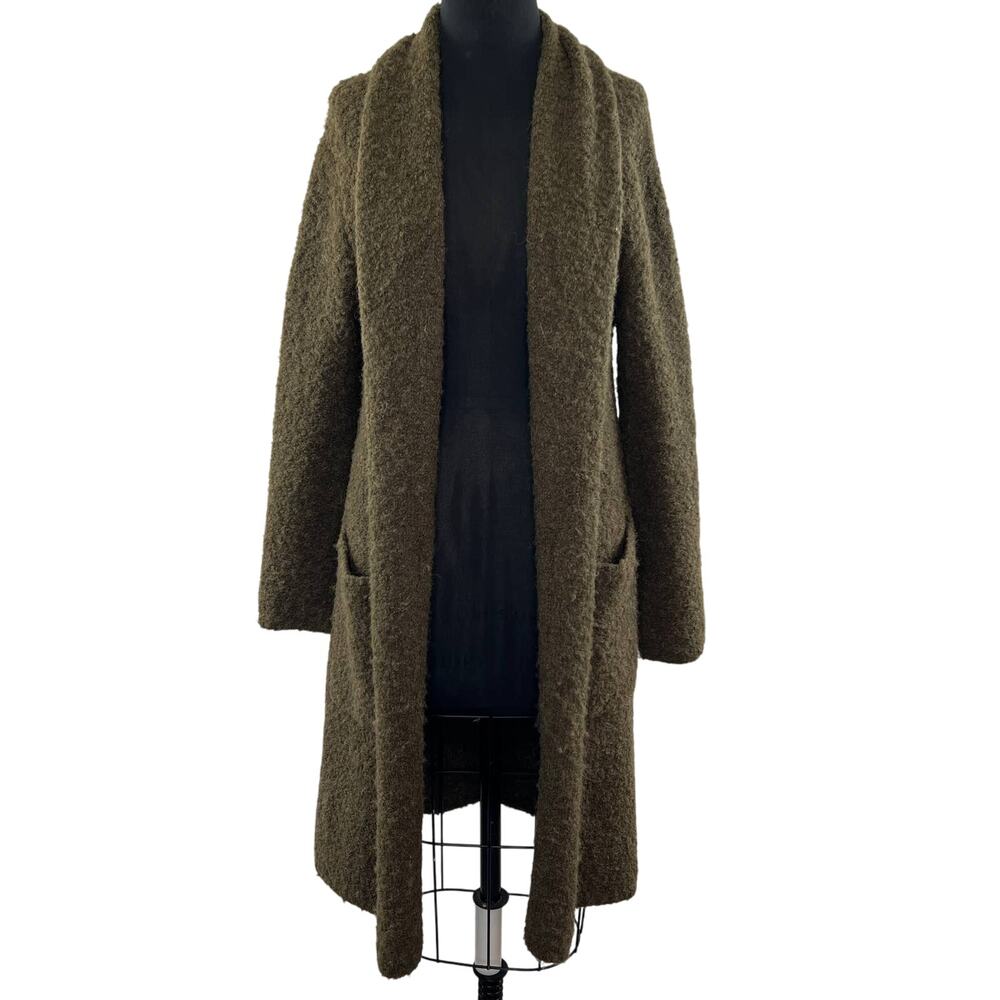 Maison Scotch Aspen Chic Green Wool Blend Duster Open Long Cardigan Sweater 1/S